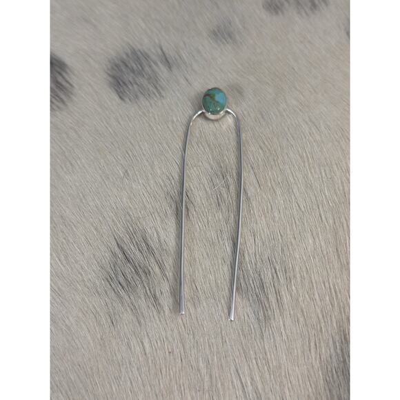 HUGE Sterling Silver 4” Blue Mojave Turquoise Hair Pin Accesory Bun Pony 925